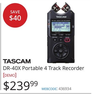 TASCAM DR-40X Portable 4 Track Recorder [DEMO]