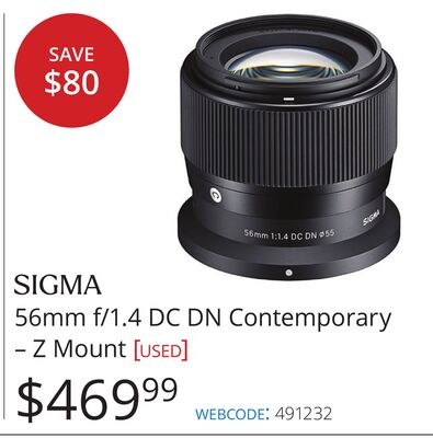 SIGMA 56mm f/1.4 DC DN Contemporary - Z Mount