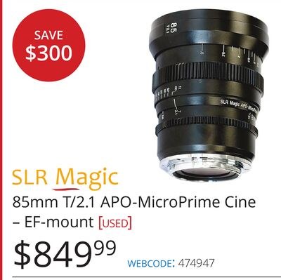 SLR Magic 85mm T/2.1 APO-MicroPrime Cine - EF-m…