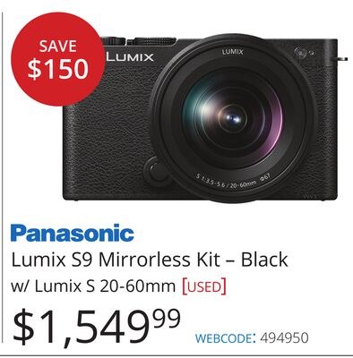 Panasonic Lumix S9 Mirrorless Kit – Black w/ Lu…
