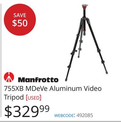 Manfrotto 755XB MDeVe Aluminum Video Tripod [US…