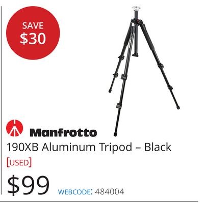 Manfrotto 190XB Aluminum Tripod - Black [USED]