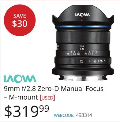LAOW 9mm f/2.8 Zero-D Manual Focus – M-mount