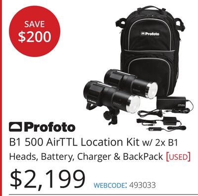 Profoto B1 500 AirTTL Location Kit w/ 2x B1 Hea…