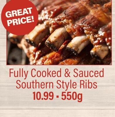Fully Cooked & Sauced Southern Style Ribs