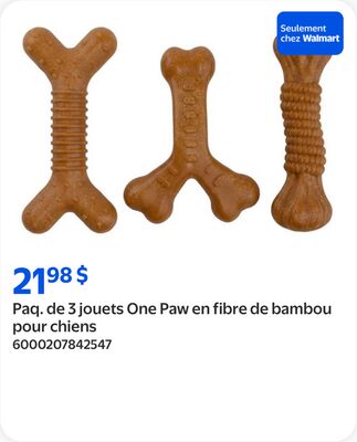 Paq. de 3 jouets One Paw en fibre de bambou pou…