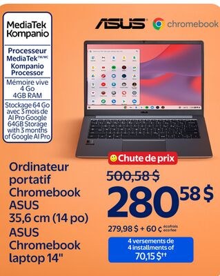 Ordinateur portatif Chromebook ASUS 35,6 cm (14…