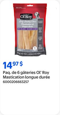 Paq. de 6 gâteries Ol' Roy Mastication longue d…