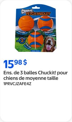 Ens. de 3 balles Chuckit! pour chiens de moyenn…