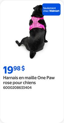 Harnais en maille One Paw rose pour chiens