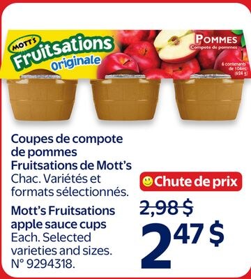 Coupes de compote de pommes Fruitsations de Mot…