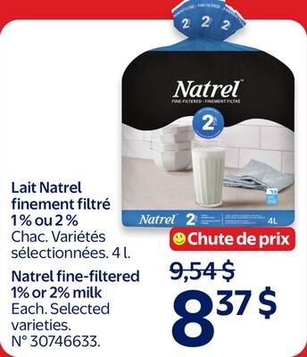 Lait Natrel finement filtré 2 %