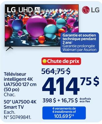 Téléviseur intelligent 4K UA7500 127 cm (50 po)