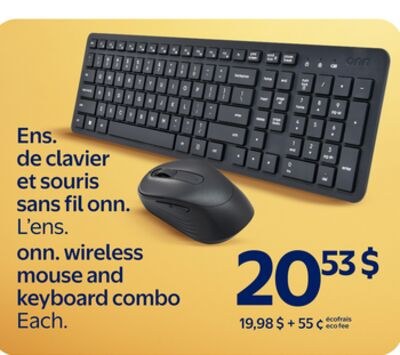 Ens. de clavier et souris sans fil onn