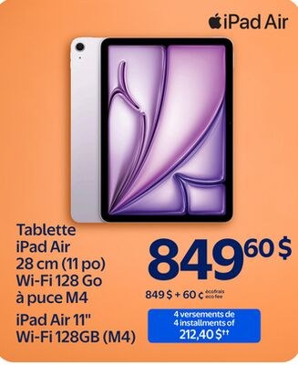Tablette iPad Air 28 cm (11 po) Wi-Fi 128 Go a …