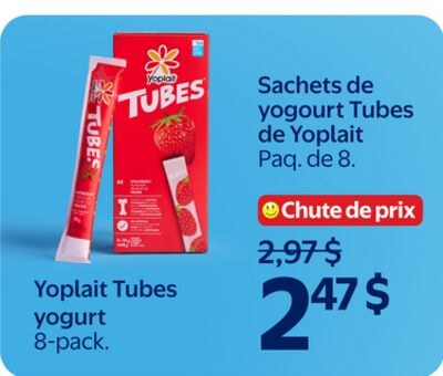 Sachets de yogourt Tubes de Yoplait