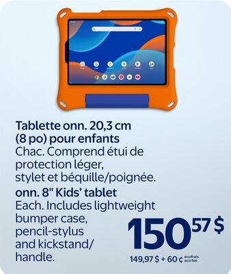 Tablette onn. 20,3 cm (8 po) pour enfants