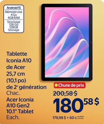 Tablette Iconia A10 de Acer 25,7 cm (10,1 po) d…
