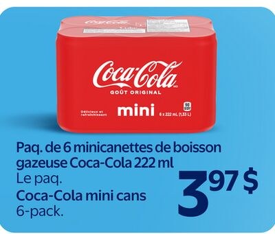 Paq. de 6 minicanettes de boisson gazeuse Coca-…