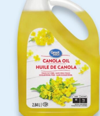 Huile végétale ou de canola Great Value