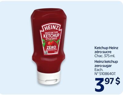 Ketchup Heinz zéro sucre