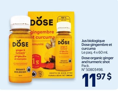 Jus biologique Dose gingembre et curcuma