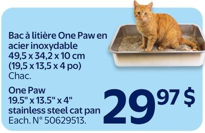 Bac à litière One Paw en acier inoxydable