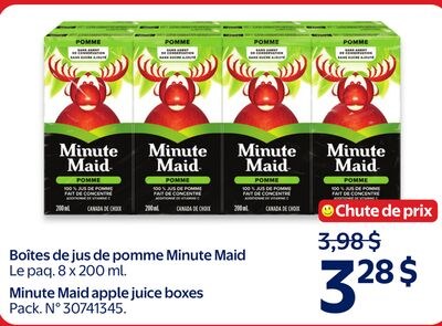 Boites de jus de pomme Minute Maid