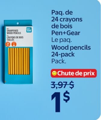 Paq. de 24 crayons de bois Pen+Gear