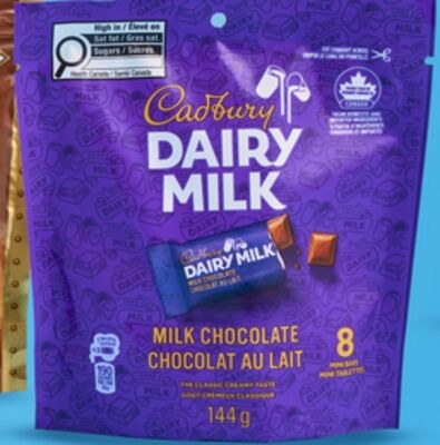 Minitablettes de chocolat Dairy Milk de Cadbury