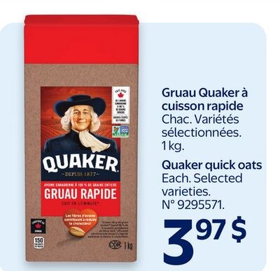 Gruau Quaker à cuisson rapide