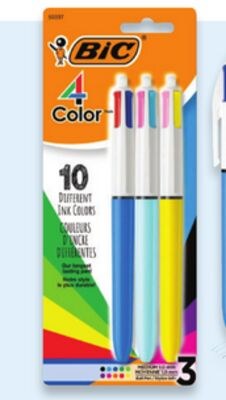 Paq. de 3 stylos-bille 4 couleurs retractables