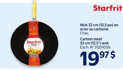 Wok 32 cm (12,5 po) en acier au carbone
