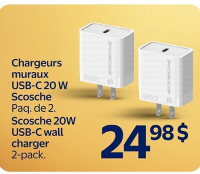 Chargeurs muraux USB-C 20 W Scosche