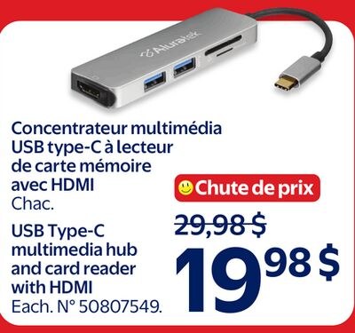 Concentrateur multimédia USB type-C à lecteur d…