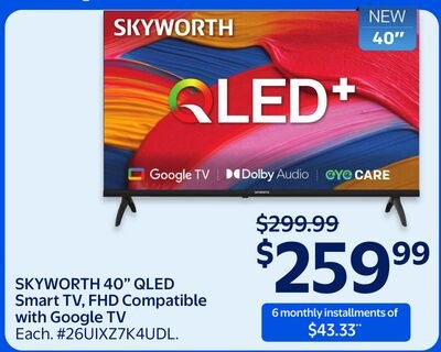 SKYWORTH 40" QLED Smart TV, FHD Compatible with…