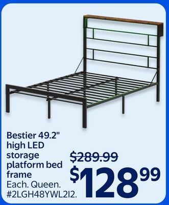 Bestier 49.2' high LED storage platform bed fra…