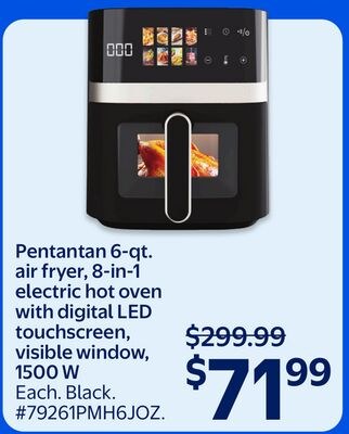 Pentantan 6-qt. air fryer, 8-in-1 electric hot …