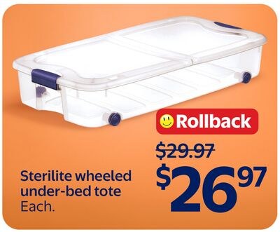 Sterilite wheeled under-bed tote