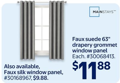 Faux suede 63" drapery grommet window panel