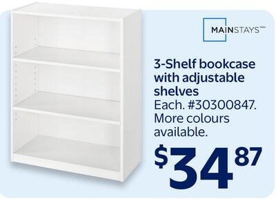 Mainstays 3-Shelf bookcase with adjustable shel…