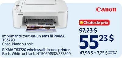 Imprimante tout-en-un sans fil PIXMA TS3720 Can…