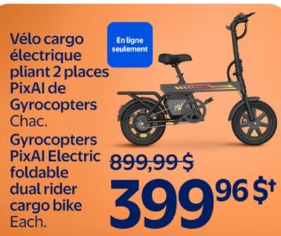 Velo cargo électrique pliant 2 places PixAl de …