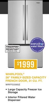 WHIRLPOOL® 36" FAMILY-SIZED CAPACITY FRENCH DOO…