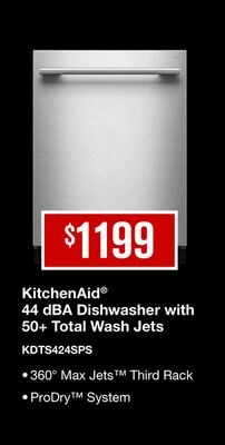 KitchenAid® 44 dBA Dishwasher with 50+ Total Wa…
