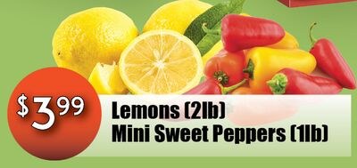 Lemons (2lb) Mini Sweet Peppers (1lb)
