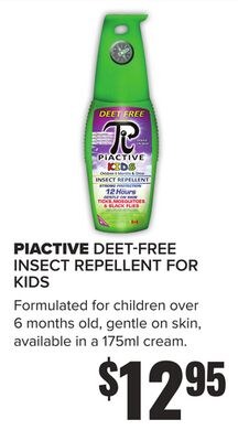 PIACTIVE DEET-FREE INSECT REPELLENT FOR KIDS
