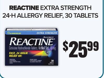 REACTINE EXTRA STRENGTH 24-H ALLERGY RELIEF