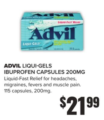 ADVIL LIQUI-GELS IBUPROFEN CAPSULES 200MG