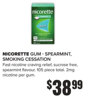 NICORETTE GUM-SPEARMINT, SMOKING CESSATION